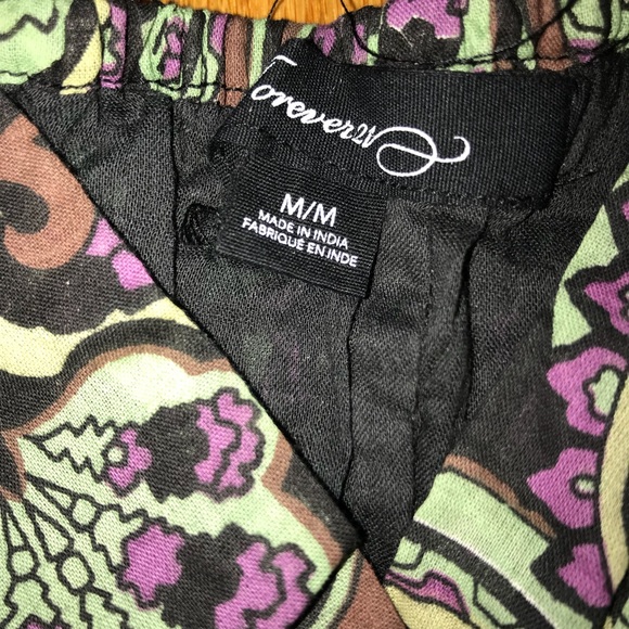 Forever 21 medium m summer dress fun flow short hippy boho flower paisley beach - Picture 4 of 6